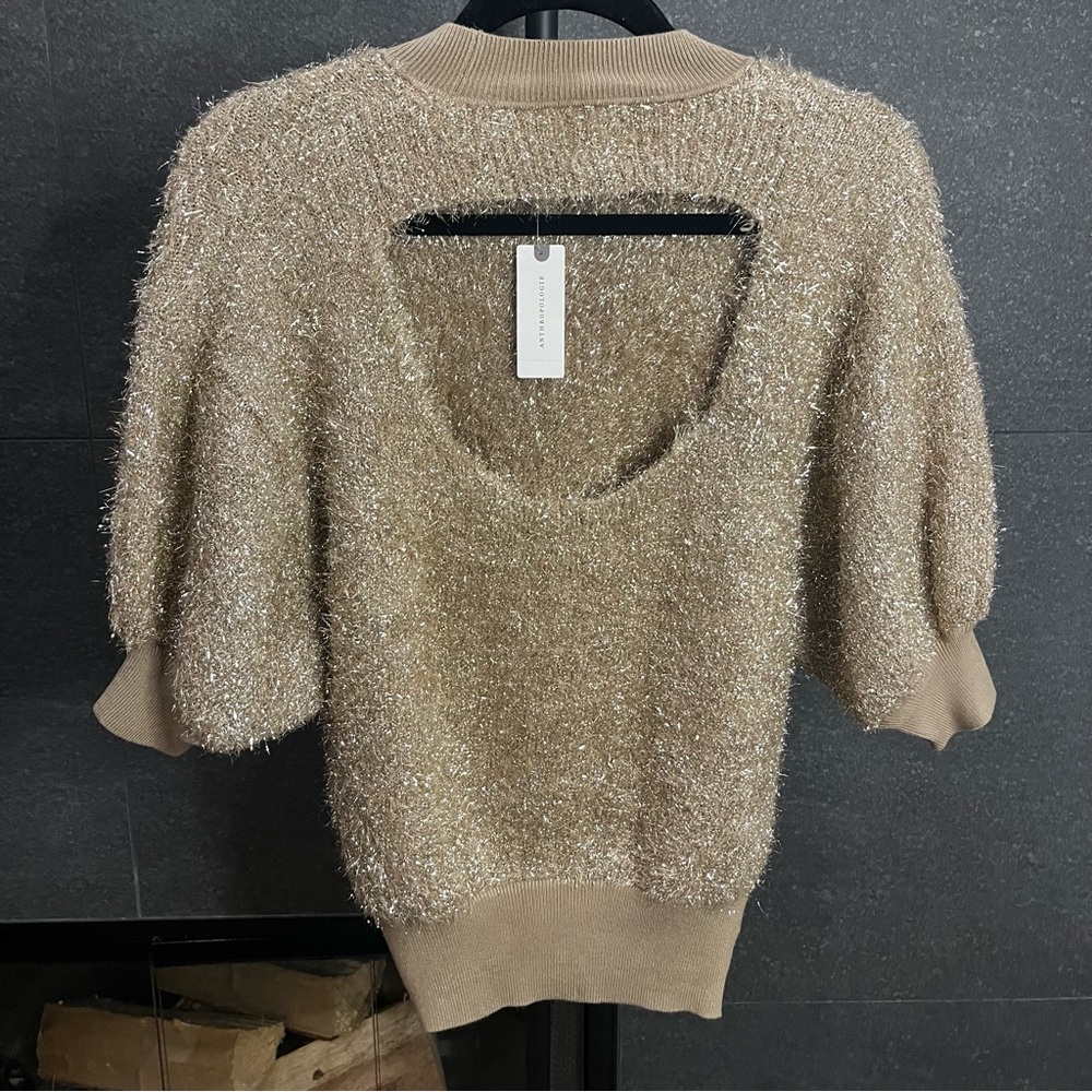 Anthropologie Maeve The Violetta Short Sleeve Tinsel Sweater Size Small - Picture 10 of 12
